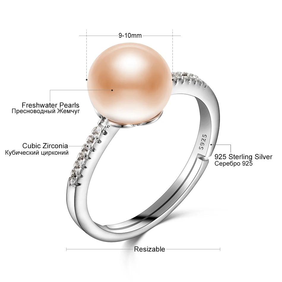 Женское кольцо с кубическим цирконием FEIGE из настоящего серебра 925 пробы розовым