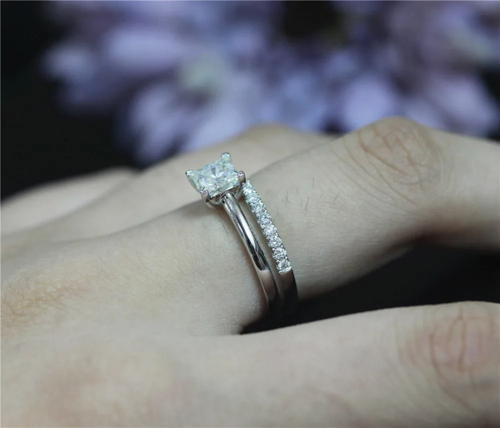 DUPUY 14K White Gold Anniversary Ring Set 5.5mm Princess Cut Forever Classic Ring Half Eternity Diamond Wedding Ring Bridal Set
DUPUY 14K White Gold Anniversary Ring Set 5.5mm Princess Cut Forever Classic Ring Half Eternity Diamond Wedding Ring Bridal Set