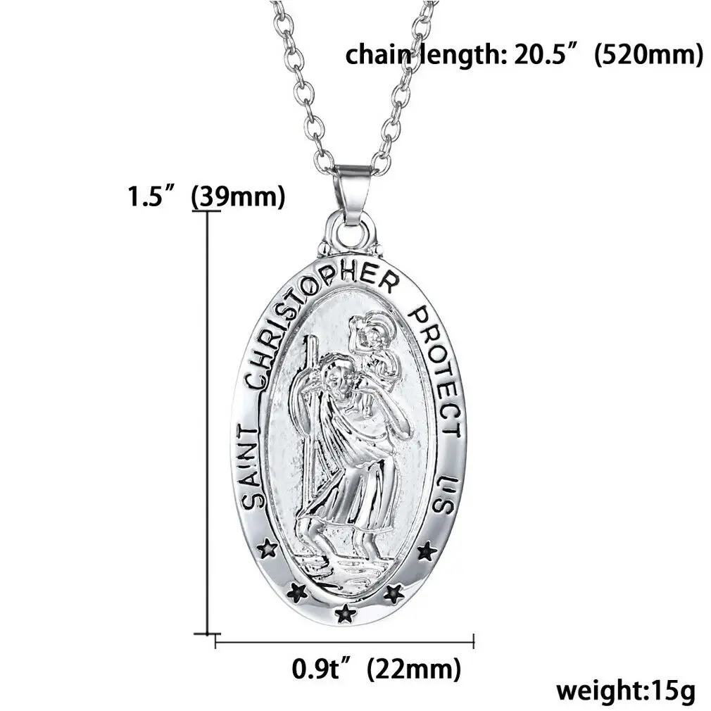 Unisex Vintage Punk Hip Stylish St. Christopher Medallion Necklace in Sterling Silver & Stainless Steel Gift
Unisex Vintage Punk Hip Stylish St. Christopher Medallion Necklace in Sterling Silver & Stainless Steel Gift