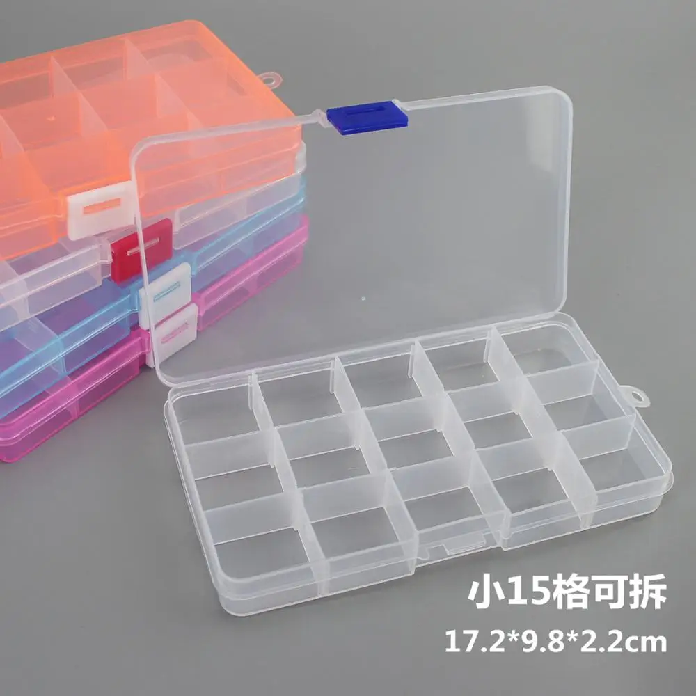 New 15 Slots Cells Colorful Portable Jewelry Tool Storage Box Container Ring Electronic Parts Screw Beads Organizer Plastic Case
New 15 Slots Cells Colorful Portable Jewelry Tool Storage Box Container Ring Electronic Parts Screw Beads Organizer Plastic Case