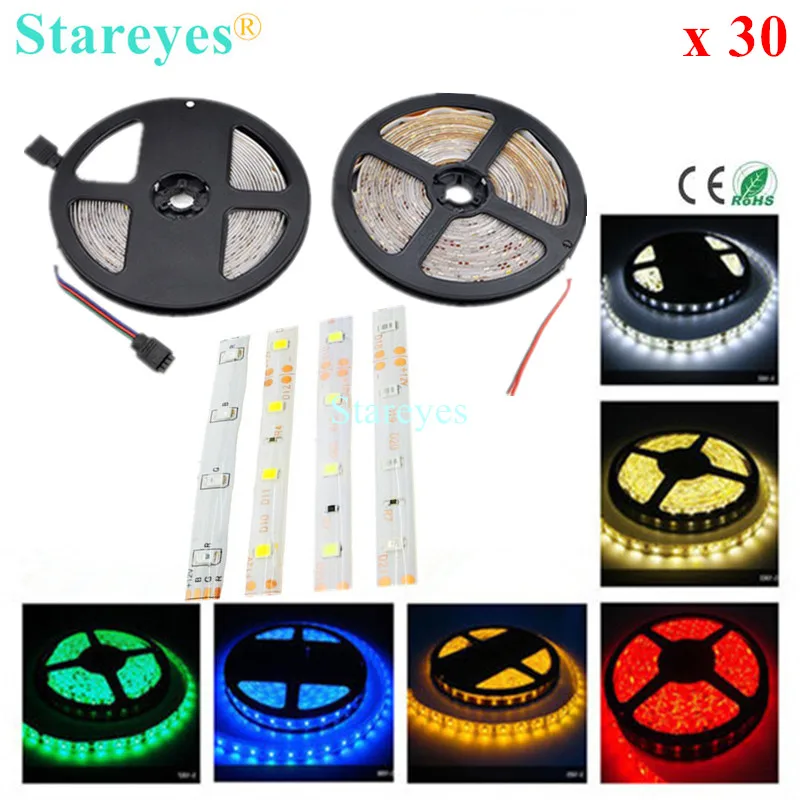 Бесплатная доставка 30 шт. SMD 3528 2835 60 LED/M RGB лента 5 метров 300 LED DC12V водонепроницаемая