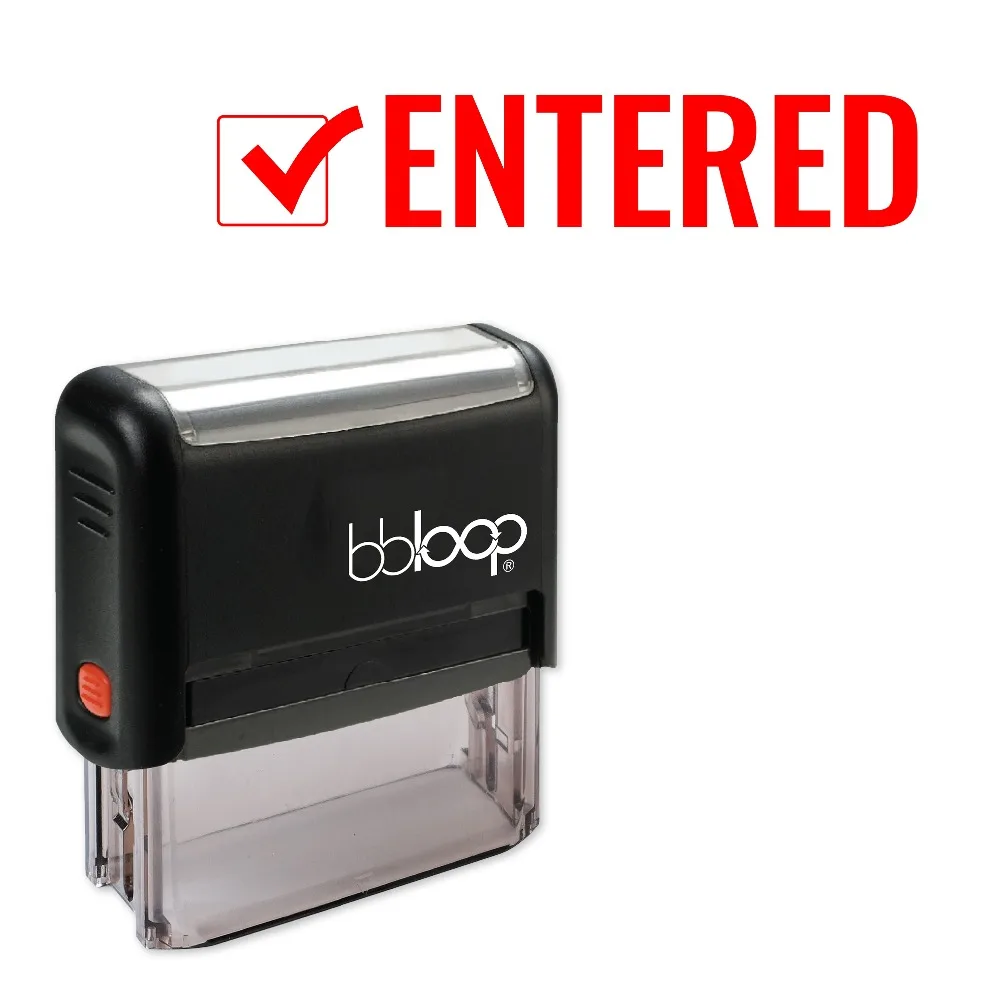 BBloop "ENTERED W/Check Mark" Self-Inking Stamp, Rectangular, Laser Engraved, RED
BBloop "ENTERED W/Check Mark" Self-Inking Stamp, Rectangular, Laser Engraved, RED