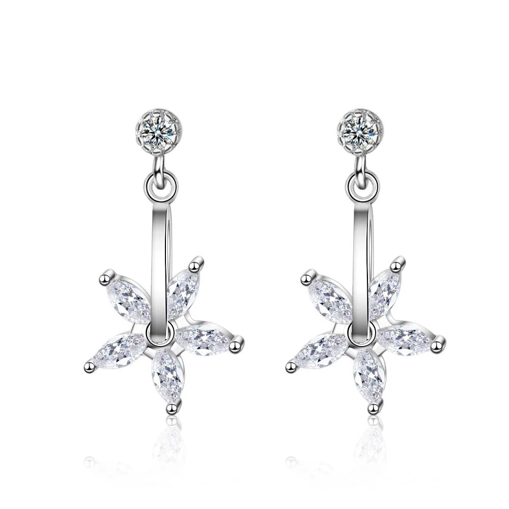 New Arrival Simple Exquisite 925 Sterling Silver Earrings Five-petal Flower Zircon Rotating Earrings For Women oorbellen
New Arrival Simple Exquisite 925 Sterling Silver Earrings Five-petal Flower Zircon Rotating Earrings For Women oorbellen