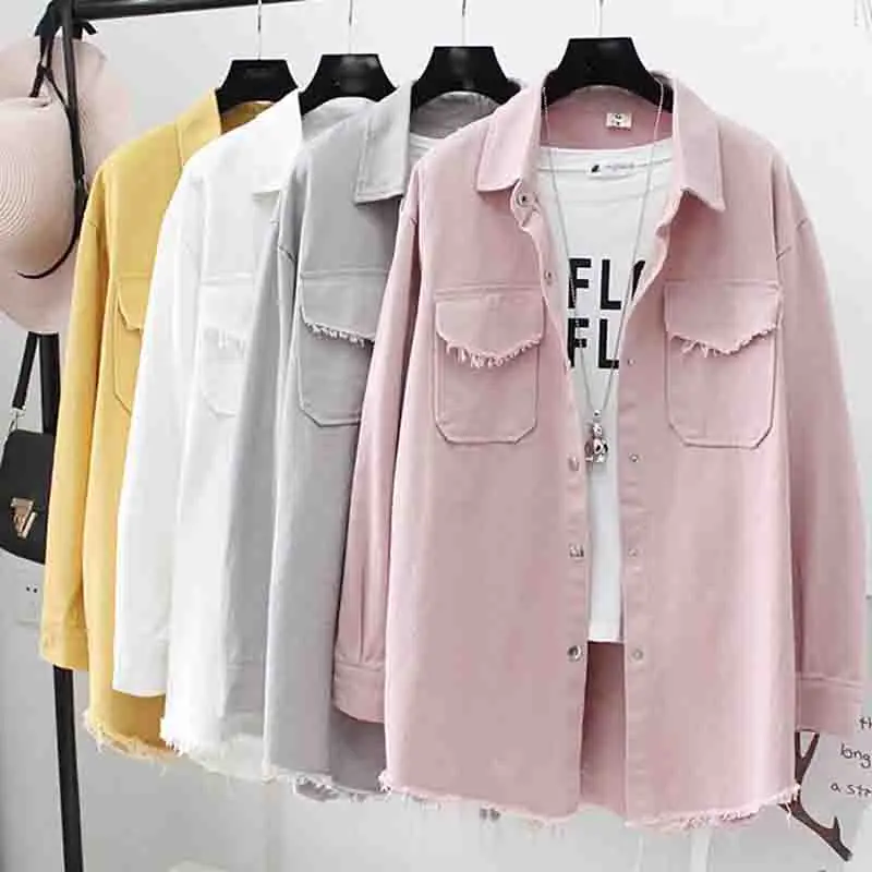 Women Spring Autumn Denim Jacket 2019 Korean Fashion Long sleeve Hairy edge Loose plus size Jean Jacket Female Casual Coat Tops
Women Spring Autumn Denim Jacket 2019 Korean Fashion Long sleeve Hairy edge Loose plus size Jean Jacket Female Casual Coat Tops