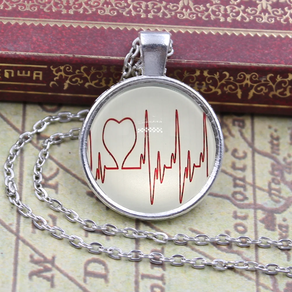 Новый бренд ювелирных изделий сердцебиение ECG сердце очаровательное стекло