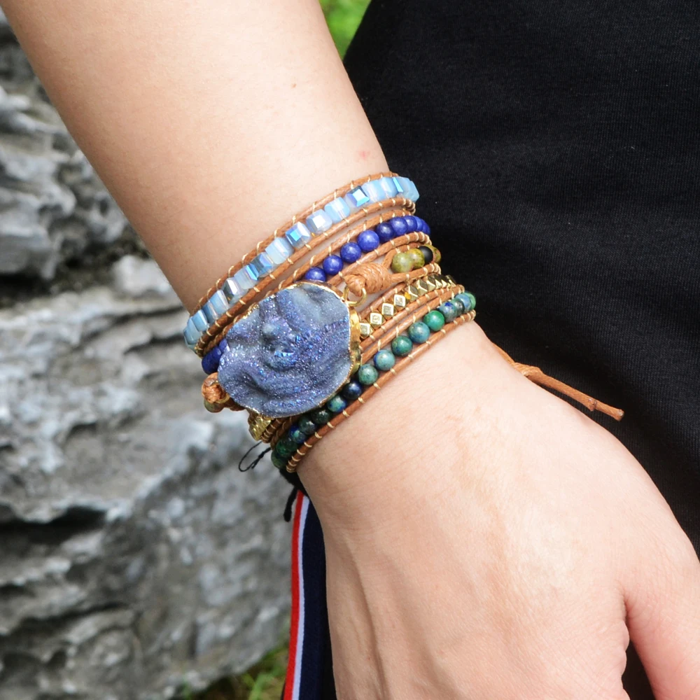 Blue Galaxy Crystal Handmade Boho Bracelets Bohemian Natural Stone Wrap Bracelet 5 strands Women Leather Bracelets Drop shipping
Blue Galaxy Crystal Handmade Boho Bracelets Bohemian Natural Stone Wrap Bracelet 5 strands Women Leather Bracelets Drop shipping