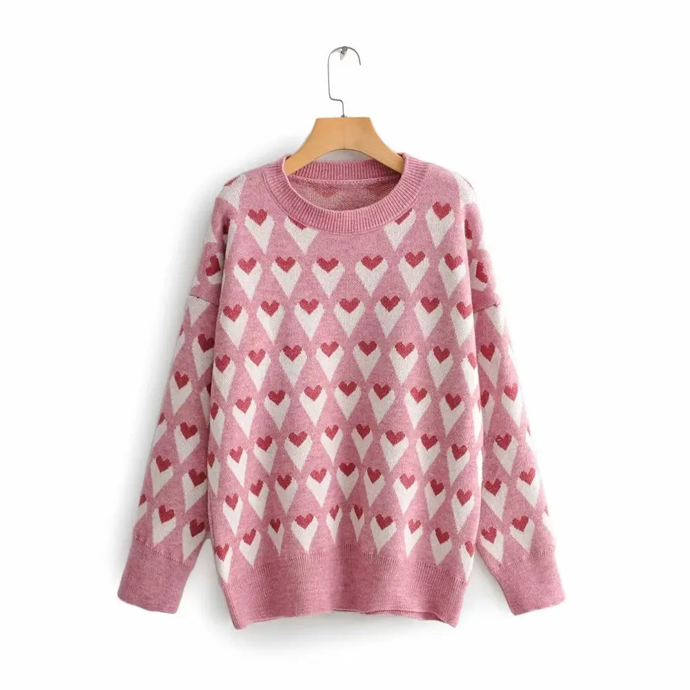 2019 Autumn and Winter Clothes Women New Lazy Wind Round Neck Love Jacquard Pullover Sweater Women Pink Sweaters
2019 Autumn and Winter Clothes Women New Lazy Wind Round Neck Love Jacquard Pullover Sweater Women Pink Sweaters