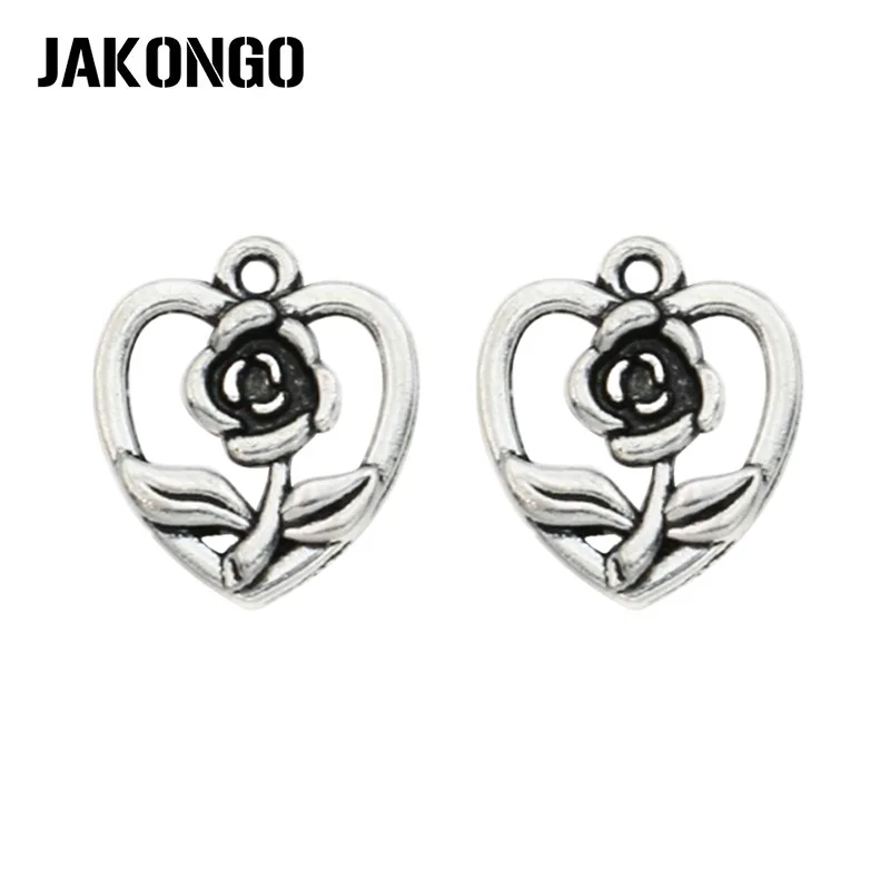 JAKONGO Antique Silver Plated Flower Heart Charms Pendants Jewelry Findings Accessories Making DIY fit Bracelet 18x16mm
JAKONGO Antique Silver Plated Flower Heart Charms Pendants Jewelry Findings Accessories Making DIY fit Bracelet 18x16mm