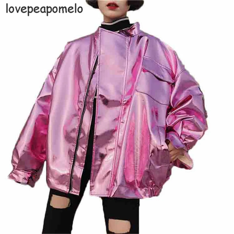 Spring Autumn Fake metal Outerwear Women Large Size Jacket Hip Pop Loose Jacket BF Style Ribbons Coats Winter Female JacketJ678
Spring Autumn Fake metal Outerwear Women Large Size Jacket Hip Pop Loose Jacket BF Style Ribbons Coats Winter Female JacketJ678