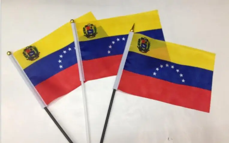 

free shipping 100 PCS/ lot Promotion Wholesale allSm Venezuela Hand Waving National Flag 14*21cm #8 Polyester Flag