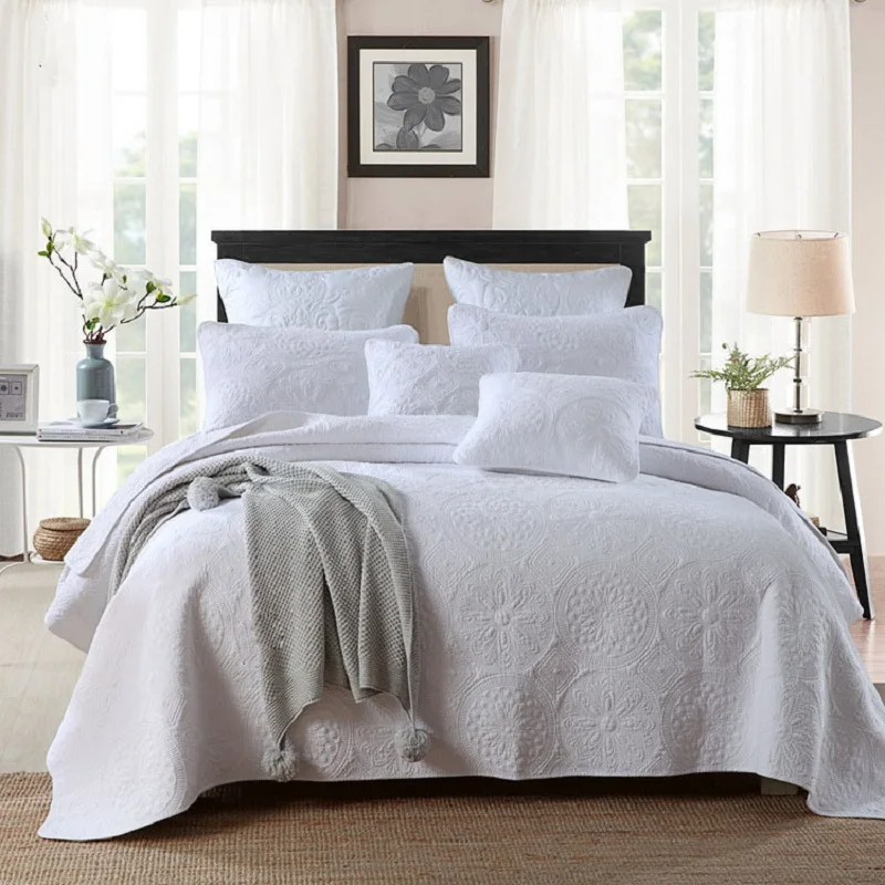 CHAUSUB White Quilt Sets 3PCS Cotton Embroidered Bedspreads Bed Cover with 2 Shams King Size Summer Blanket on Bed Solid Color
CHAUSUB White Quilt Sets 3PCS Cotton Embroidered Bedspreads Bed Cover with 2 Shams King Size Summer Blanket on Bed Solid Color