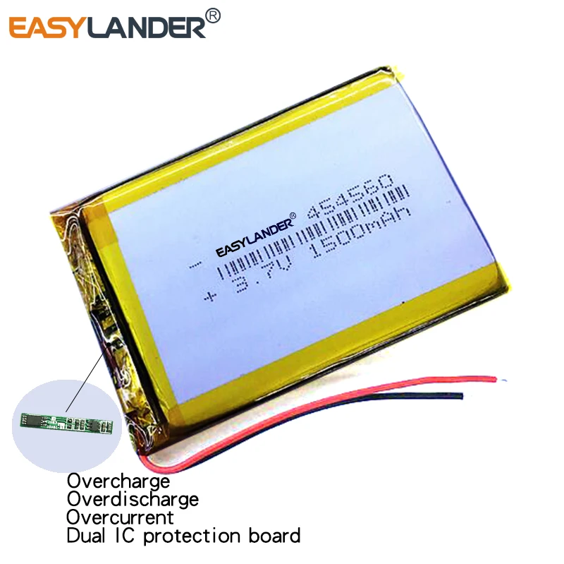 454560 3.7V 1500mAh Rechargeable Li-Polymer Li-ion Battery For mp4 mp5 PDA GPS navigation DVR mobile power batterie lithium
454560 3.7V 1500mAh Rechargeable Li-Polymer Li-ion Battery For mp4 mp5 PDA GPS navigation DVR mobile power batterie lithium