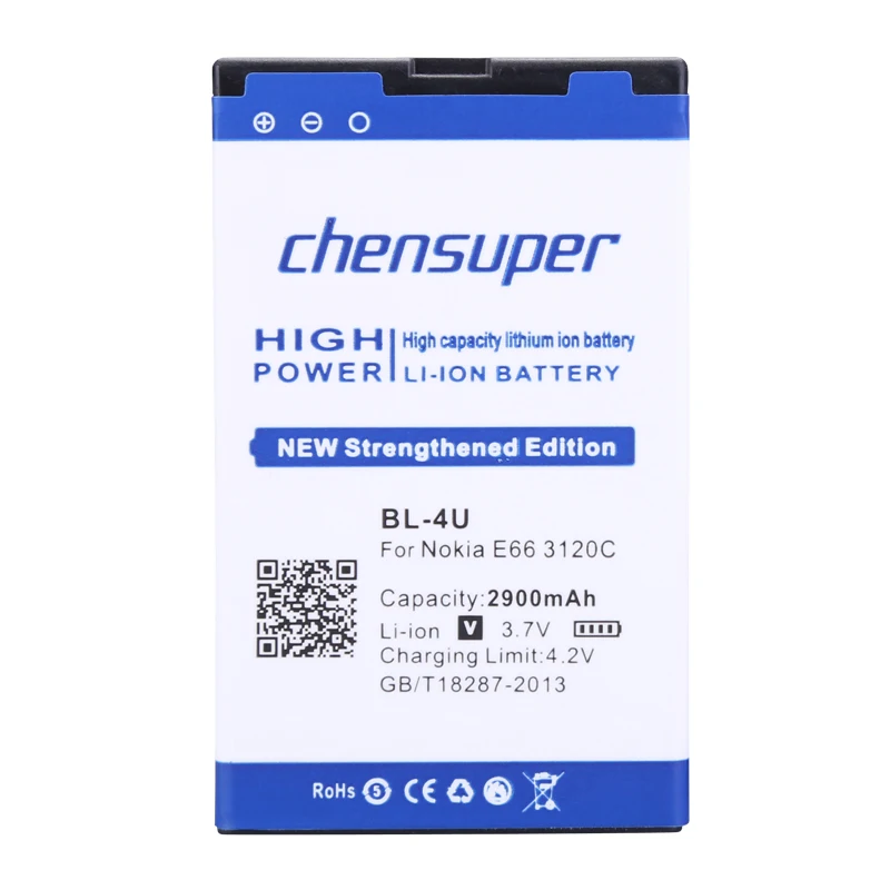 chensuper 2900mAh BL-4U / BL 4U High Capacity Battery Use For Nokia E66/3120C/6212C/8900/6600S/E75/5730XM/5330XM/8800SA/8800CA
chensuper 2900mAh BL-4U / BL 4U High Capacity Battery Use For Nokia E66/3120C/6212C/8900/6600S/E75/5730XM/5330XM/8800SA/8800CA