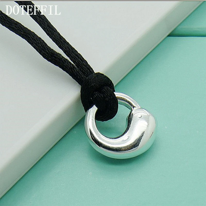 DOTEFFIL 925 Sterling Silver Water Droplets Pendant Necklace Black Rope Chain For Woman Wedding Engagement Party Charm Jewelry
DOTEFFIL 925 Sterling Silver Water Droplets Pendant Necklace Black Rope Chain For Woman Wedding Engagement Party Charm Jewelry