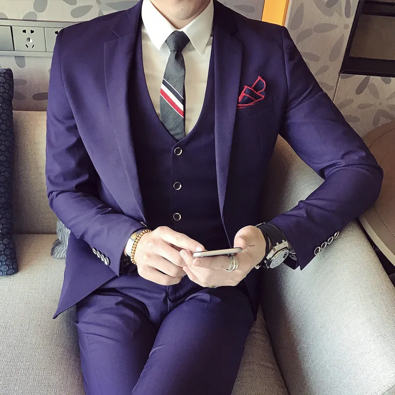 Solid Color Slim Fit Male 3 Piece Suits Dress Men Business Casual Blazer Wedding Prom Dinner Suits Set Groomsman Wear Tuxedo
Solid Color Slim Fit Male 3 Piece Suits Dress Men Business Casual Blazer Wedding Prom Dinner Suits Set Groomsman Wear Tuxedo