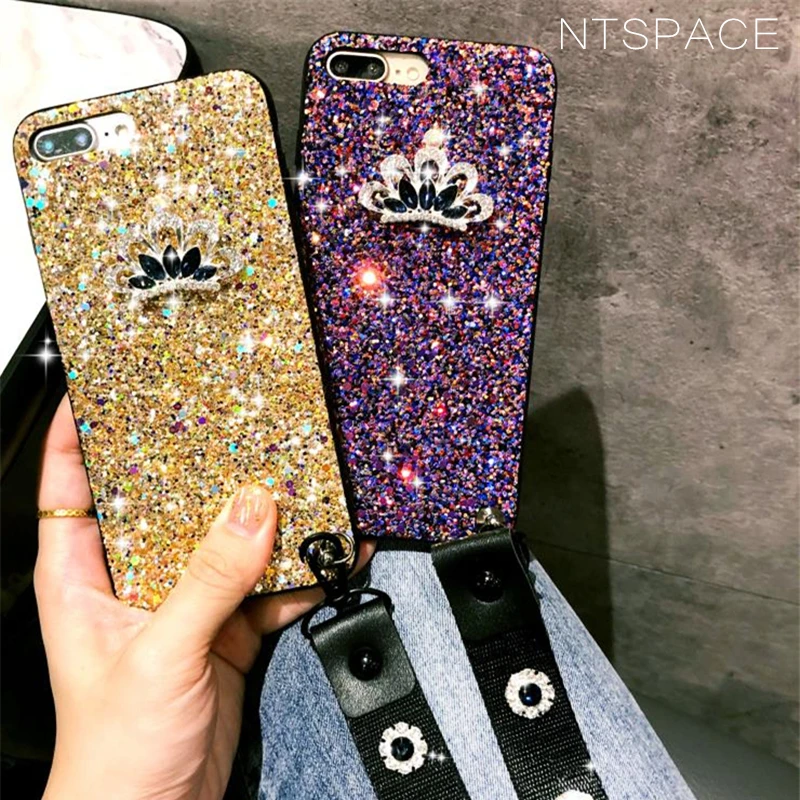 NTSPACE Luxury Crown Glitter Bling Shining Flash Powder Case For iPhone X 8 7 6 6S Plus Phone Case With Lanyard Protector Coque
NTSPACE Luxury Crown Glitter Bling Shining Flash Powder Case For iPhone X 8 7 6 6S Plus Phone Case With Lanyard Protector Coque