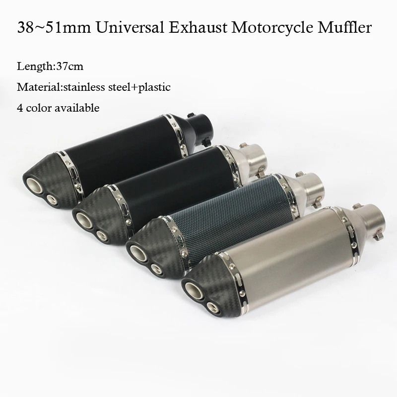 4 Color 38~51MM Universal Motorcycle Exhaust Muffler Stainless Steel For Z900 RC390 NC700 CBR500 Dirt Bike Street Bike Scooter
4 Color 38~51MM Universal Motorcycle Exhaust Muffler Stainless Steel For Z900 RC390 NC700 CBR500 Dirt Bike Street Bike Scooter