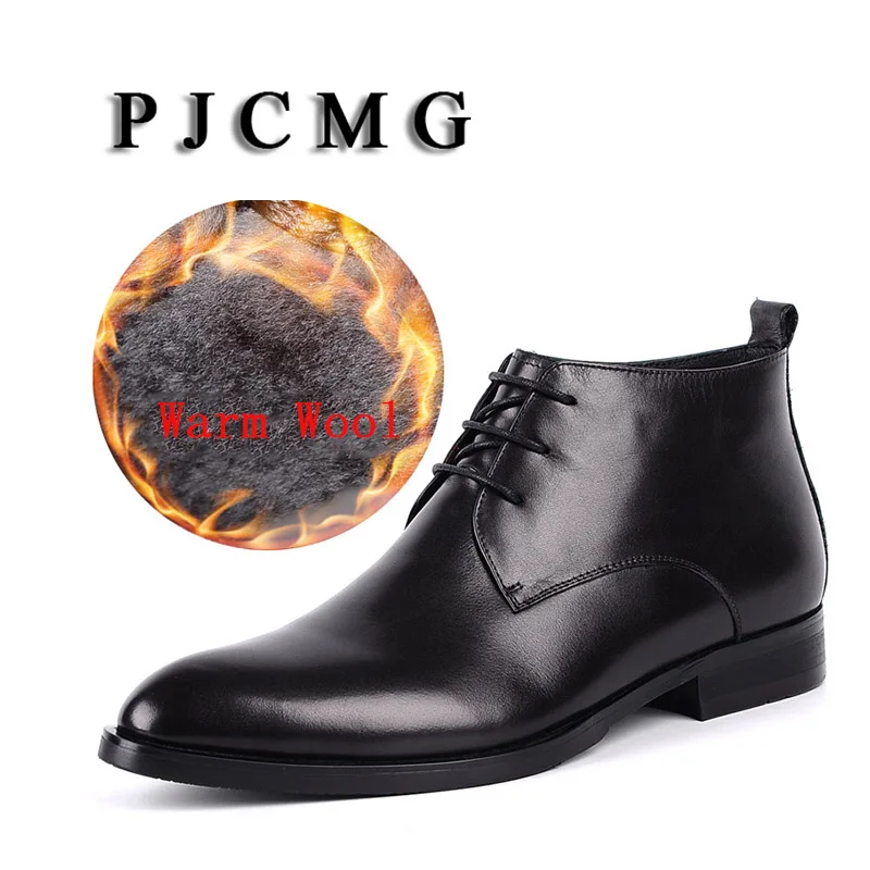 PJCMG High Quality Men Black Lace-Up Ankle Waterproof Rubber Casual Genuine Leather Dress Wedding Military With Warm Wool Boots
PJCMG High Quality Men Black Lace-Up Ankle Waterproof Rubber Casual Genuine Leather Dress Wedding Military With Warm Wool Boots
