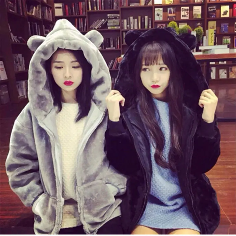 New fashion winter cute bear plush rabbit ears hooded high quality faux fur coat thick long sleeved coat student girl
New fashion winter cute bear plush rabbit ears hooded high quality faux fur coat thick long sleeved coat student girl