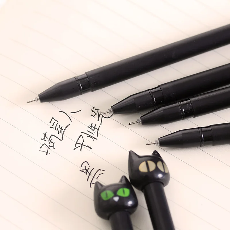 (Шт. 1 шт./распродажа) черная голова кошка гелевая ручка набор ключей Kawaii школьные