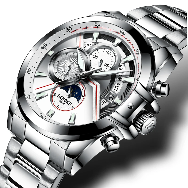 Switzerland BINGER Watch Men Luxury Brand Men's Watches Sapphire Luminous Watches Male waterproof Auto Mechanical Clock B1189-4
Switzerland BINGER Watch Men Luxury Brand Men's Watches Sapphire Luminous Watches Male waterproof Auto Mechanical Clock B1189-4