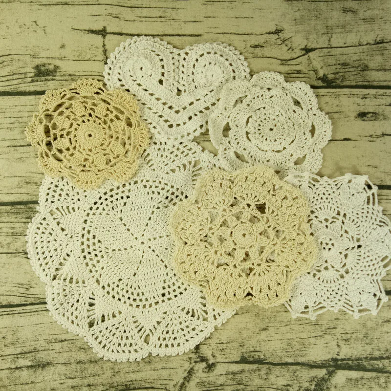 6 Design 14-27CM Modern Lace table mat cloth kitchen crochet Placemat Doily dining tea Cup mug coffee Coaster plate dish Pad 6PC
6 Design 14-27CM Modern Lace table mat cloth kitchen crochet Placemat Doily dining tea Cup mug coffee Coaster plate dish Pad 6PC