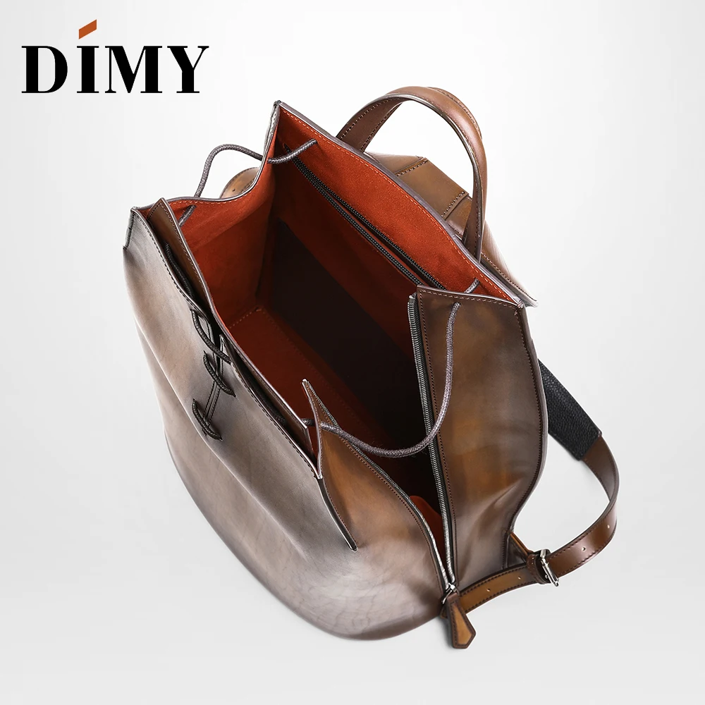 DIMY Hand Patina mochila мужской кожаный рюкзак из телячьей кожи с роскошным принтом