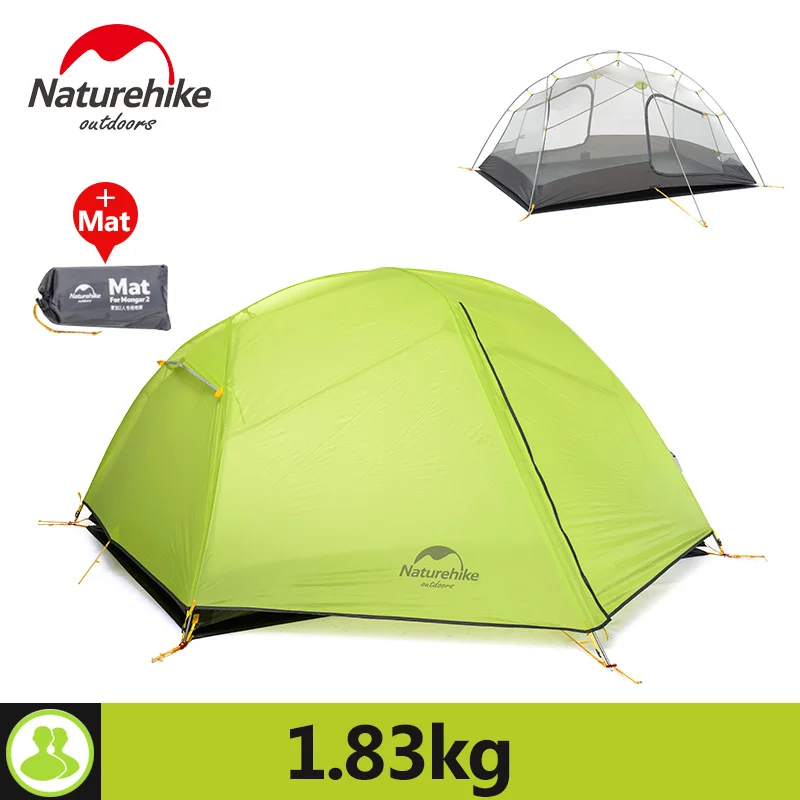 Naturehike 2 человека палатка цвета 20D силиконовая ткань двухслойная непромокаемая