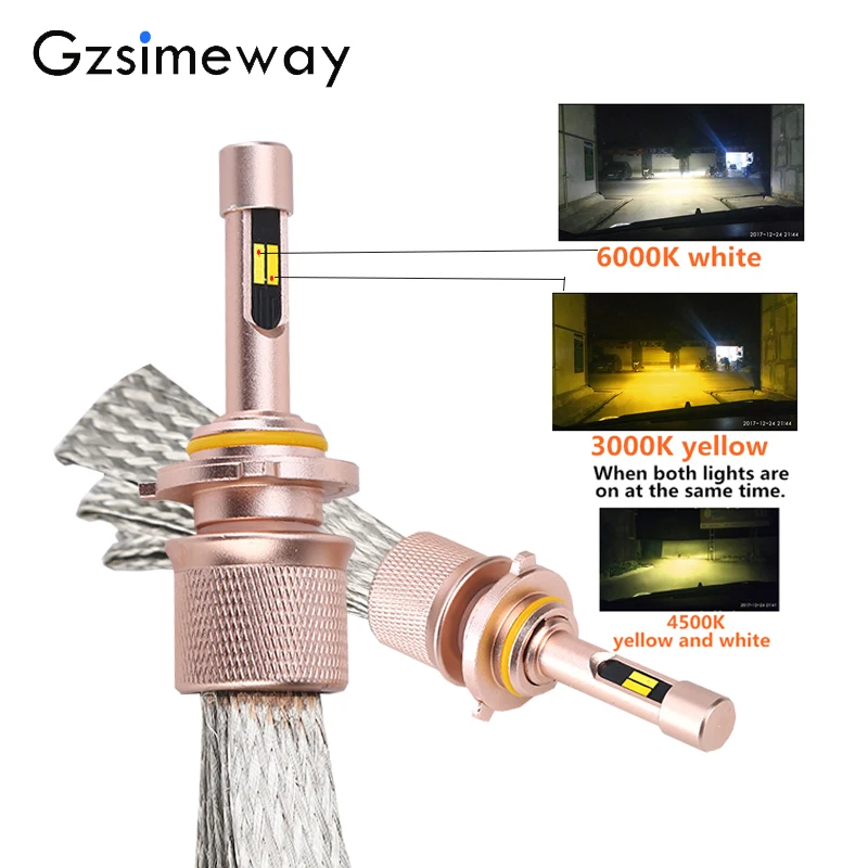 2PCS 2-color led HB3 9005 headlight Fog lights H11 h1 H4 LED tricolor Lamps H3 hb4 H27 H9 90W Auto light 12V 3000k 4300K 6000K
2PCS 2-color led HB3 9005 headlight Fog lights H11 h1 H4 LED tricolor Lamps H3 hb4 H27 H9 90W Auto light 12V 3000k 4300K 6000K
