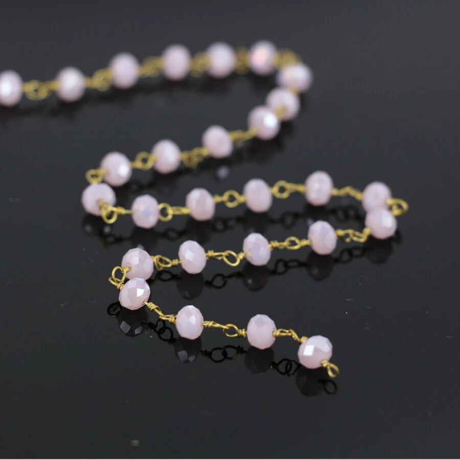 5Meter,Faceted Pink Glass Beaded Rosary style Chain,Pink Rhodium Plated Wire Wrapped Chain,Women Necklace Jewelry Findings
5Meter,Faceted Pink Glass Beaded Rosary style Chain,Pink Rhodium Plated Wire Wrapped Chain,Women Necklace Jewelry Findings