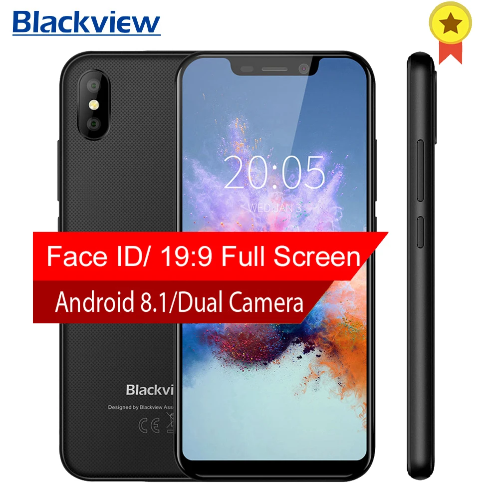 Blackview A30 5 'ཏ:9 экран смартфон Android 8 1 четырехъядерный мобильный телефон 2 Гб + 16 0 МП Двойная камера 3G сотовый