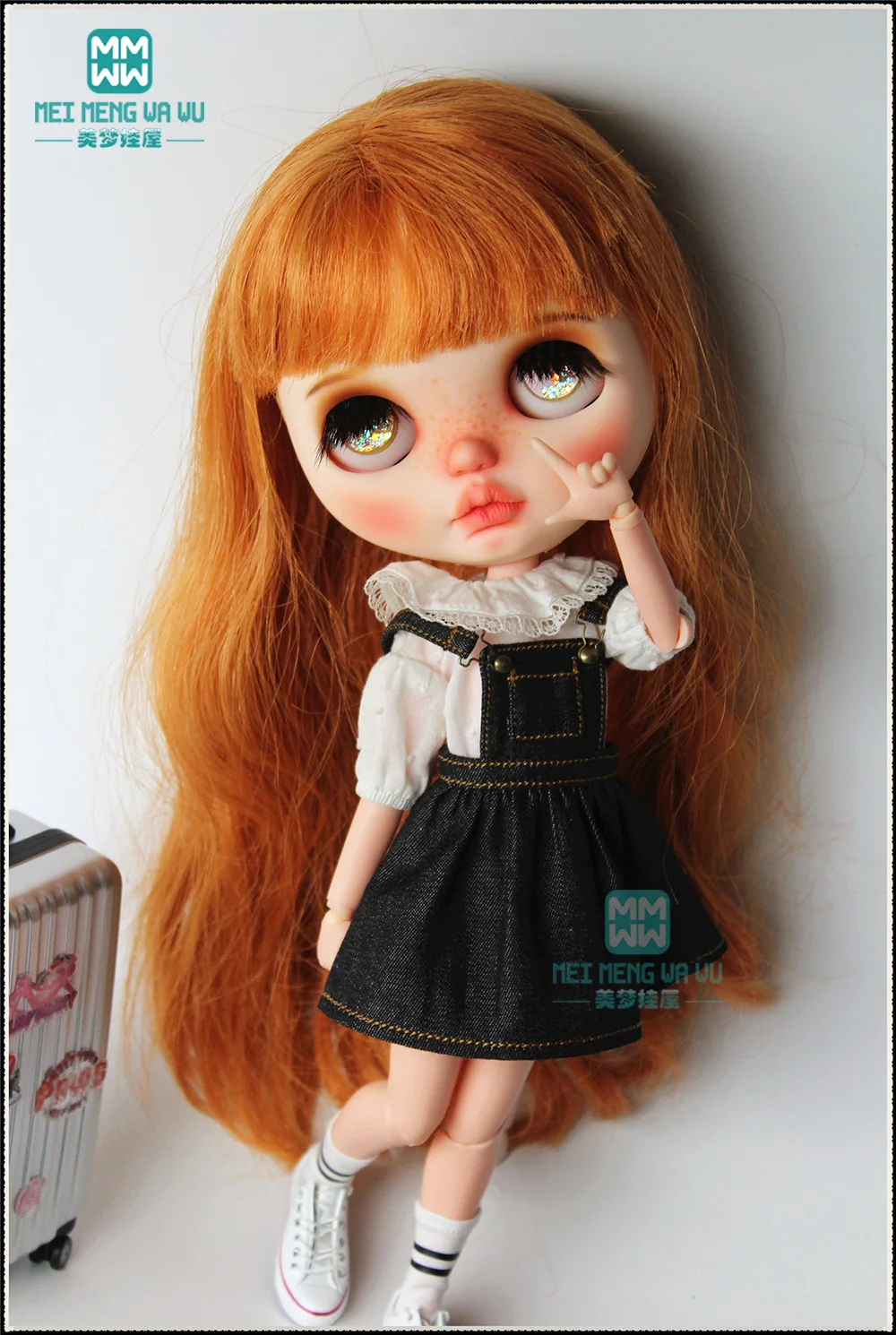 1 шт. Одежда для кукол Blyth модное платье на бретелях в клетку футболка Azone obitsu FR 1/6 |