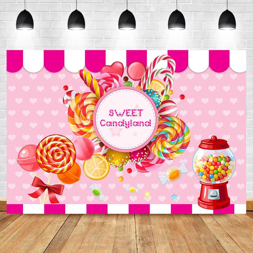 Милый фон Candyland с цветными декорациями для дня рождения вечеринок милых девичьих