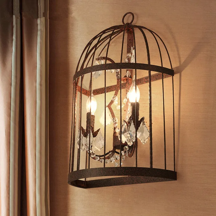 LOFT Edison Industrial Wrought Iron Birdcage Crystal Luxury ART Decoration Wall lamp
LOFT Edison Industrial Wrought Iron Birdcage Crystal Luxury ART Decoration Wall lamp