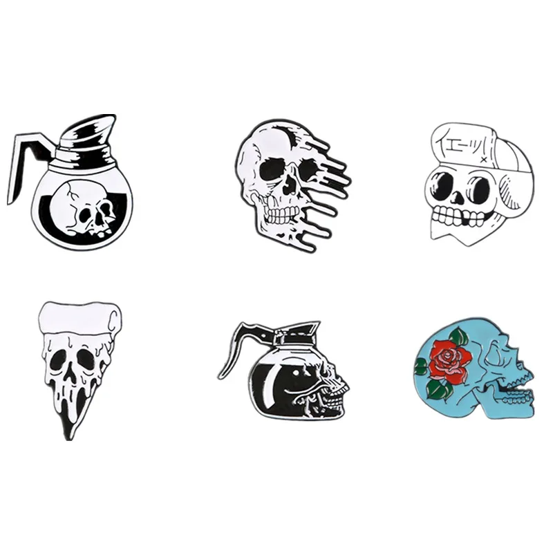 Punk Skull Pins Coffee Flower Pizza Skeleton Enamel Brooches Lapel pins Punk Dark Jewelry Badges for men women Gifts
Punk Skull Pins Coffee Flower Pizza Skeleton Enamel Brooches Lapel pins Punk Dark Jewelry Badges for men women Gifts