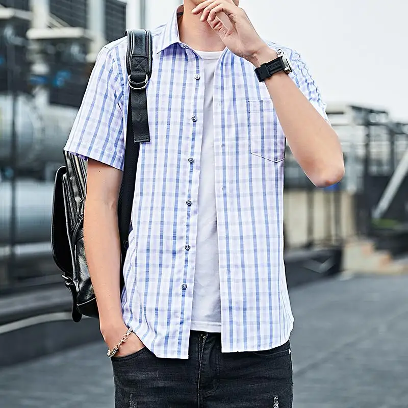 LOLDEAL Blue Plaid Shirt Men Shirts New Summer Fashion Chemise Homme Mens Checkered Shirts Short Sleeve Shirt Men Blouse
LOLDEAL Blue Plaid Shirt Men Shirts New Summer Fashion Chemise Homme Mens Checkered Shirts Short Sleeve Shirt Men Blouse