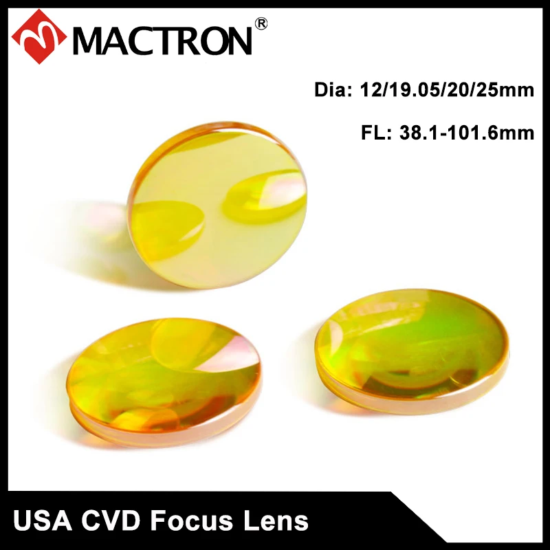 CVD ZnSe 12mm Dia Laser Lens 38.1, 50.8, 63.5, 76, 101mm Focusing Lens For Laser Cutting Machine
CVD ZnSe 12mm Dia Laser Lens 38.1, 50.8, 63.5, 76, 101mm Focusing Lens For Laser Cutting Machine