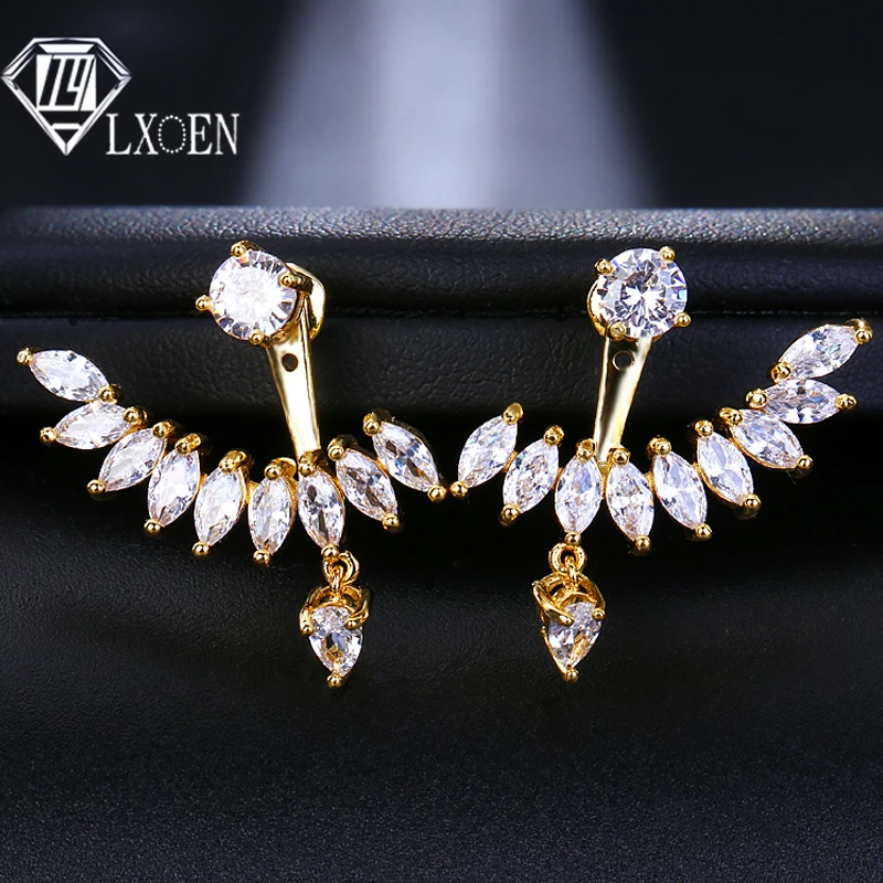 LXOEN New Design Zircon Crystal Front Back Double Sided Wings Stud Earrings for Women Fashion Ear Piercing Earing Gift
LXOEN New Design Zircon Crystal Front Back Double Sided Wings Stud Earrings for Women Fashion Ear Piercing Earing Gift
