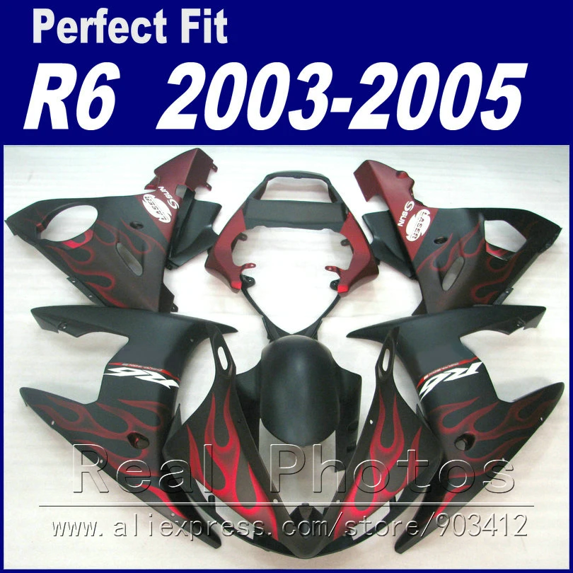 Hot sales body kits for YAMAHA R6 fairing kit 2003 2004 2005 maroon flame in matte black Fit YZF R6 fairings 03 04 05
Hot sales body kits for YAMAHA R6 fairing kit 2003 2004 2005 maroon flame in matte black Fit YZF R6 fairings 03 04 05