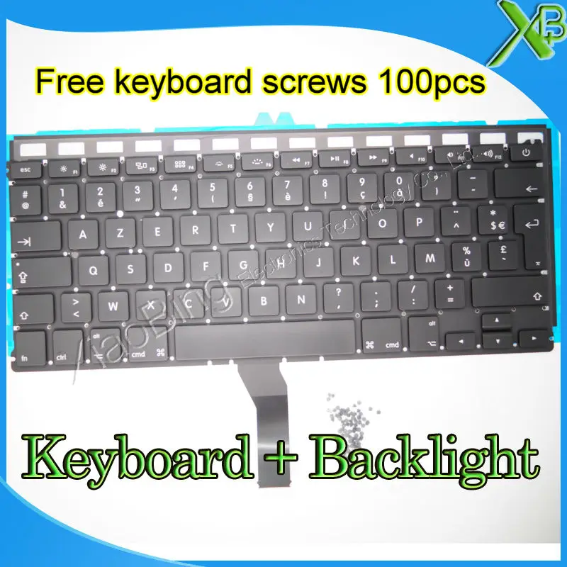 Brand New AZERTY FR French keyboard+Backlight Backlit+100pcs keyboard screws For MacBook Air 13.3" A1369 A1466 2010-2015 Years
Brand New AZERTY FR French keyboard+Backlight Backlit+100pcs keyboard screws For MacBook Air 13.3" A1369 A1466 2010-2015 Years