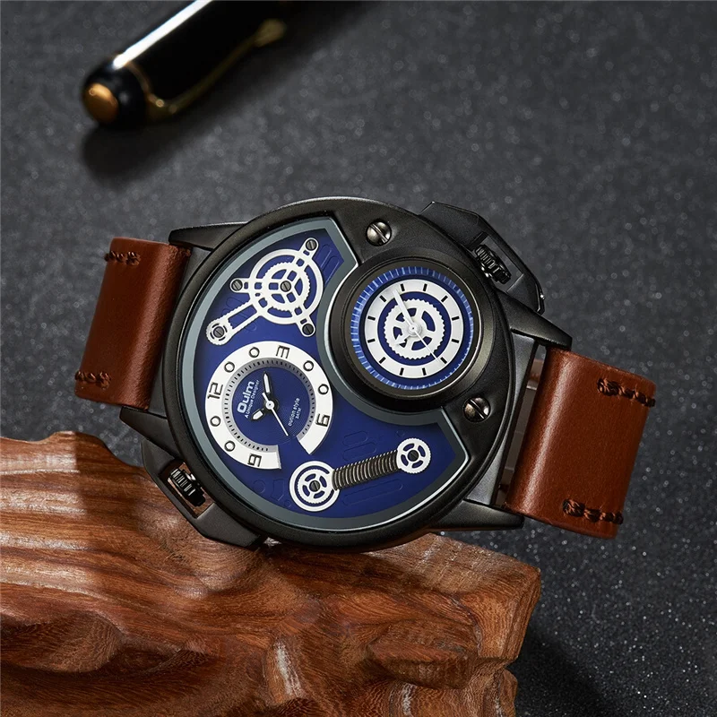Oulm 3578 New Unique Two Time Zone Sport Watch Male Clock Genuine Leather Military Wristwatch Men Luxury Brand Sport Watches
Oulm 3578 New Unique Two Time Zone Sport Watch Male Clock Genuine Leather Military Wristwatch Men Luxury Brand Sport Watches