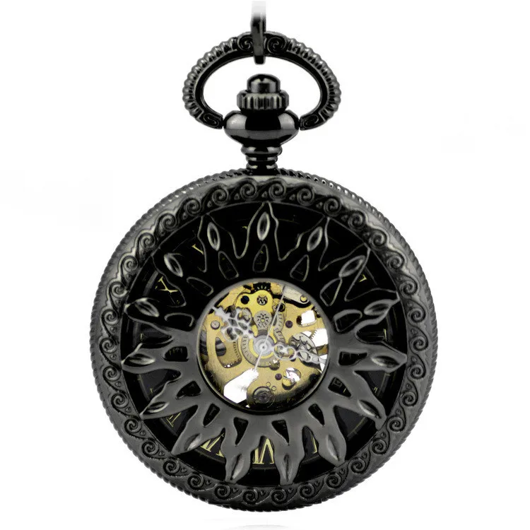 Gun Black Antique Skeleton Mechanical Hand Wind Pocket Fob Watches Women's Watch Pendant Necklace Gift Roman Retro Sun Pattern
Gun Black Antique Skeleton Mechanical Hand Wind Pocket Fob Watches Women's Watch Pendant Necklace Gift Roman Retro Sun Pattern