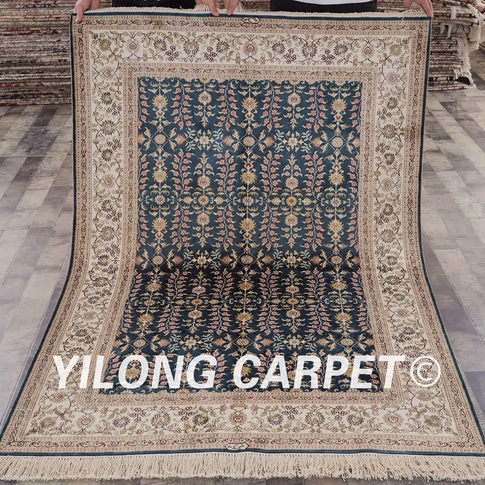 

YILONG 4'x6' persian floral carpet vantage antique exquisite blue oriental rug types (LH867B4x6)
