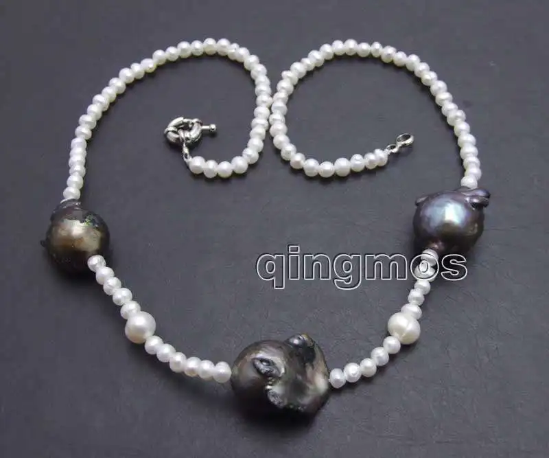 Big 14*25mm Black Baroque Natural Nuclear pearl and 4-5mm White Round Pearl 18'' Necklace-nec6414 wholesale/retail Free shipping
Big 14*25mm Black Baroque Natural Nuclear pearl and 4-5mm White Round Pearl 18'' Necklace-nec6414 wholesale/retail Free shipping