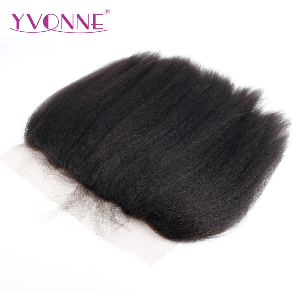 Yvonne курчавые прямые пучки волос с фронтальной связкой 3 шт. натуральные 13*4|bundles with