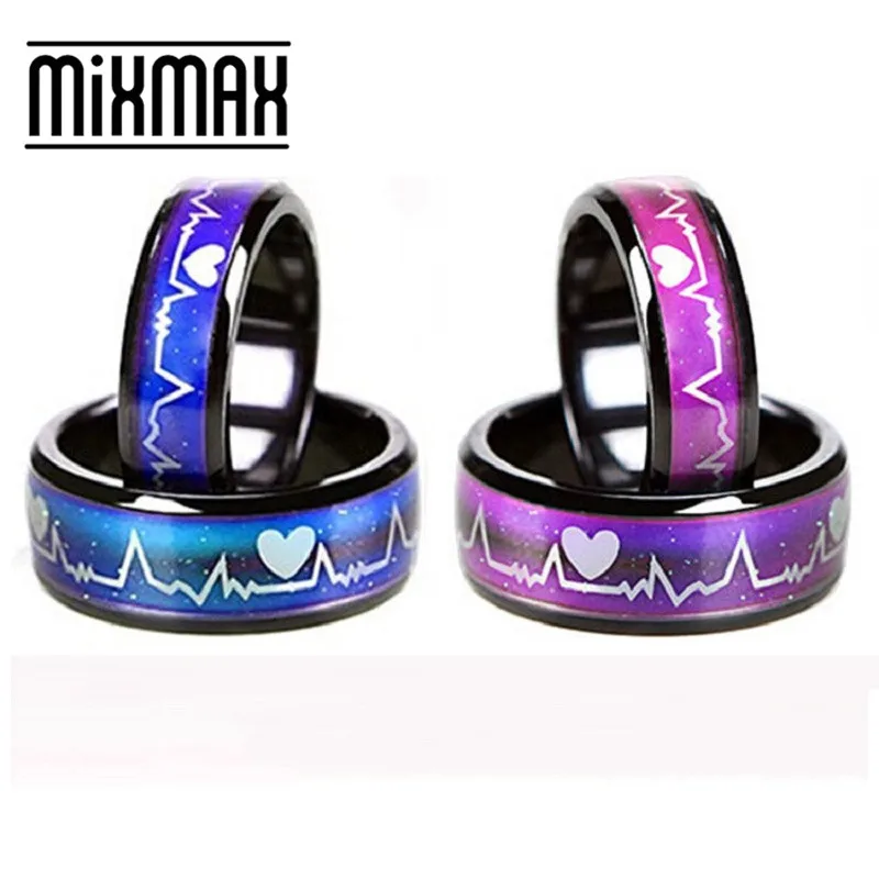 MIXMAX 36pcs ECG mood rings color change With body temperature mens womens black magical couple charm jewelry product wholesale
MIXMAX 36pcs ECG mood rings color change With body temperature mens womens black magical couple charm jewelry product wholesale