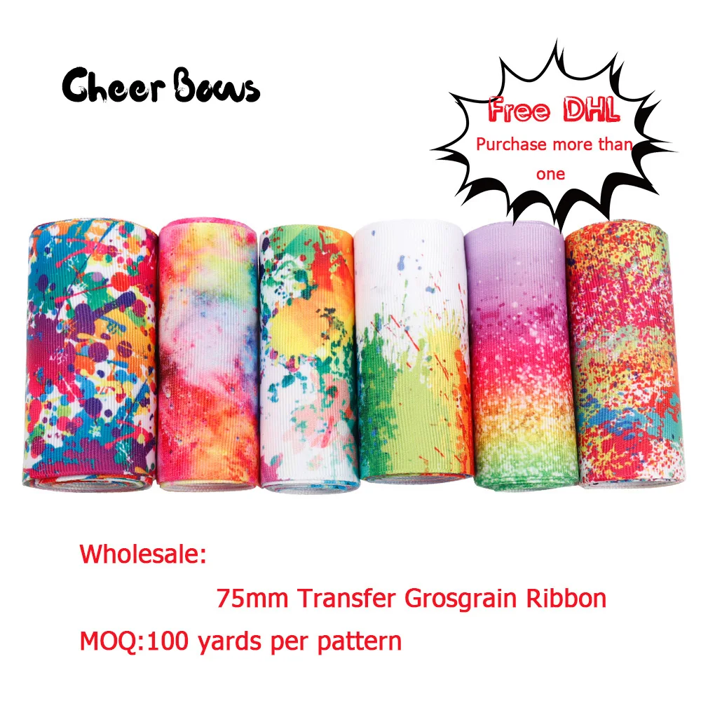 Wholesale Grosgrain Ribbon Ink Gradation Transfer Ribbon 75mm Graffiti Art DIY Hair Bow Accessories Ribbon For Crafts 100yards
Wholesale Grosgrain Ribbon Ink Gradation Transfer Ribbon 75mm Graffiti Art DIY Hair Bow Accessories Ribbon For Crafts 100yards