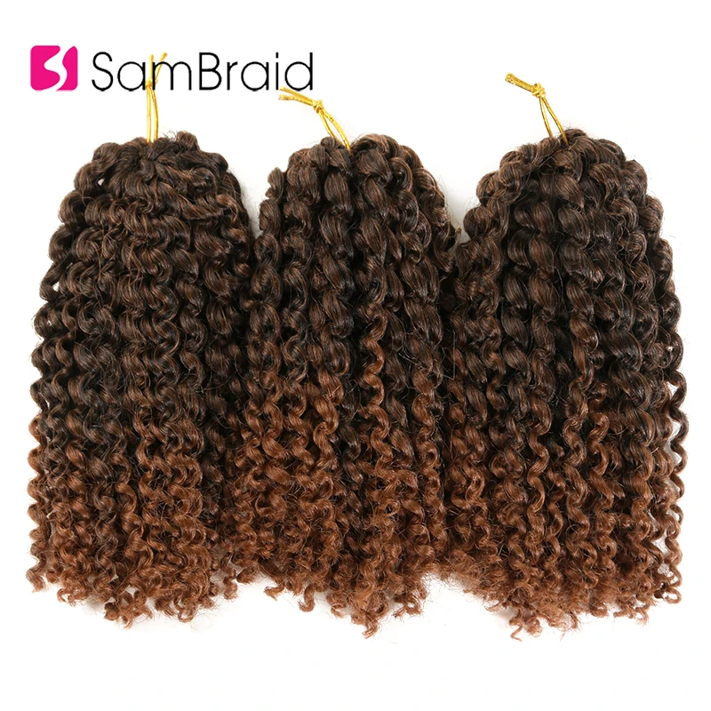 SAMBRAID искусственные кучерявые волосы вязанные косички 8 дюймов кудряшки Омбре