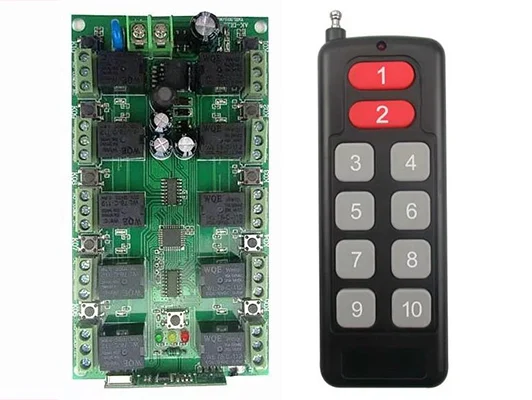 DC 12V 10A 10CH 10 channel RF Wireless Remote Control system 1 Receiver +1 Transmitter Individual learning code Doors/ lamp
DC 12V 10A 10CH 10 channel RF Wireless Remote Control system 1 Receiver +1 Transmitter Individual learning code Doors/ lamp