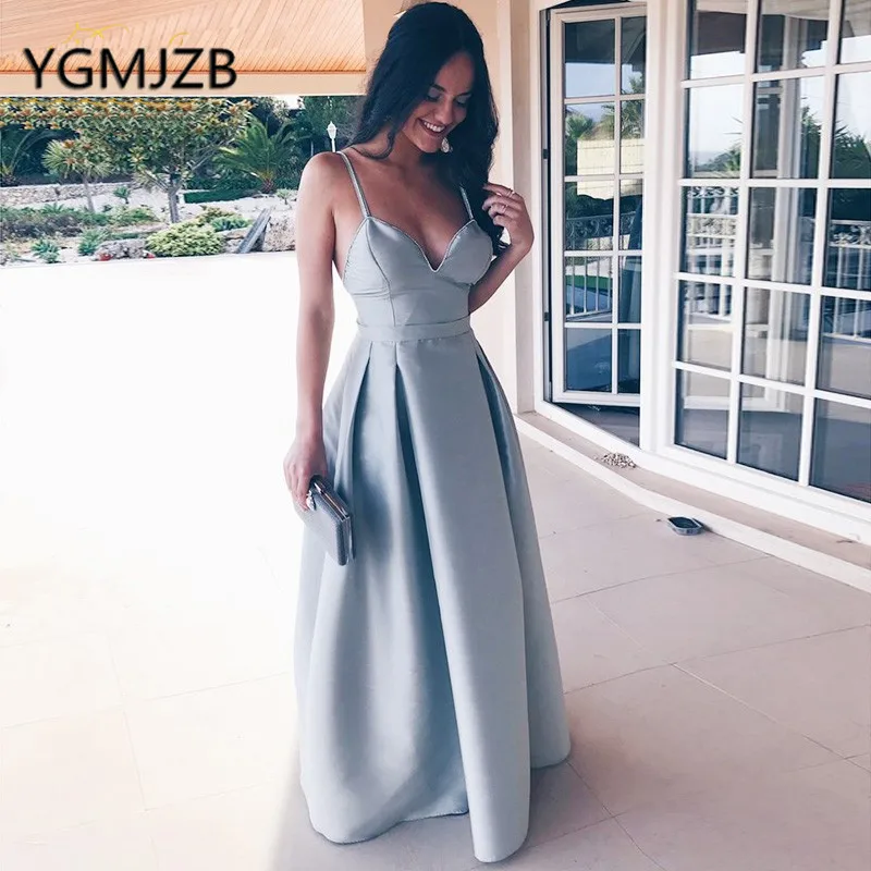 Elegant Sweetheart Evening Dresses 2019 A-Line Spaghetti Strap Backless Satin Long Prom Dress Women Formal Prom Gown Party Dress
Elegant Sweetheart Evening Dresses 2019 A-Line Spaghetti Strap Backless Satin Long Prom Dress Women Formal Prom Gown Party Dress